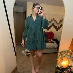 Umgee Forest Green Tiered Mini Dress